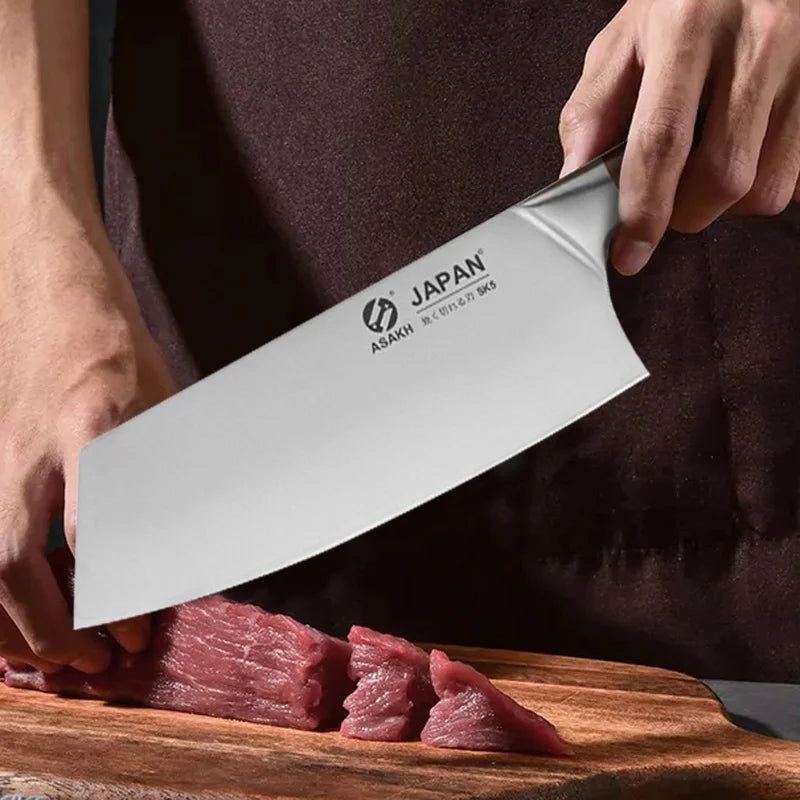 Japanese Chef Knife Set: Premium Stainless Steel Blades for Precise Kitchen Cutting - Includes Cleaver, Butcher Knife, and More!