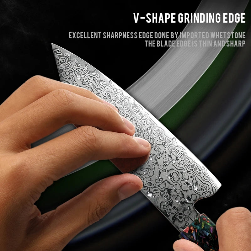 "Premium 5.5 Inch Japanese Damascus Steel Bunka Chef Knife - Ideal for Fruits, Vegetables, and Meats"