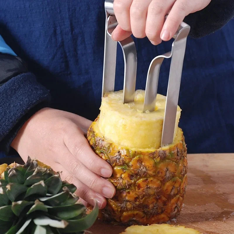"Stainless Steel Pineapple Peeler & Cutter - Home Kitchen Fruit Tool"