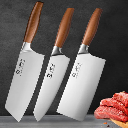 Japanese Chef Knife Set: Premium Stainless Steel Blades for Precise Kitchen Cutting - Includes Cleaver, Butcher Knife, and More!