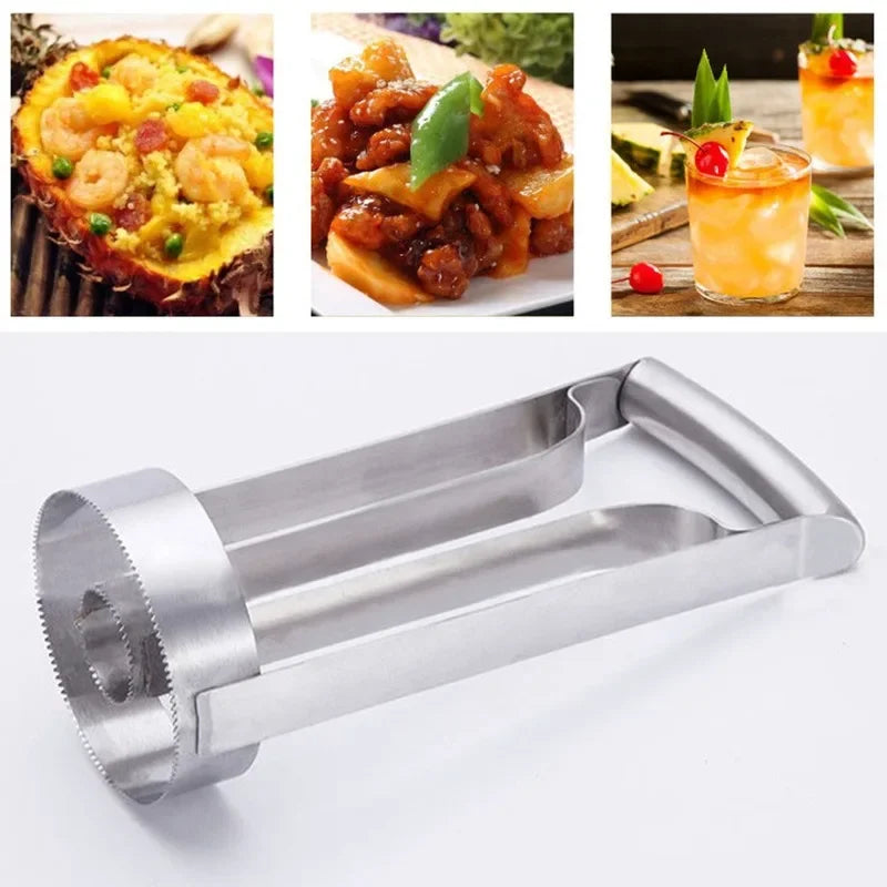 "Stainless Steel Pineapple Peeler & Cutter - Home Kitchen Fruit Tool"