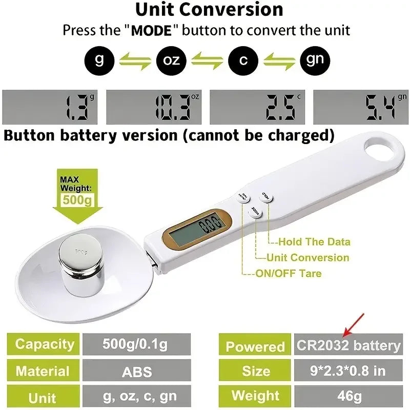 Mini Digital Spoon Scale: Precise 500G 0.1G LCD Kitchen Measuring Tool