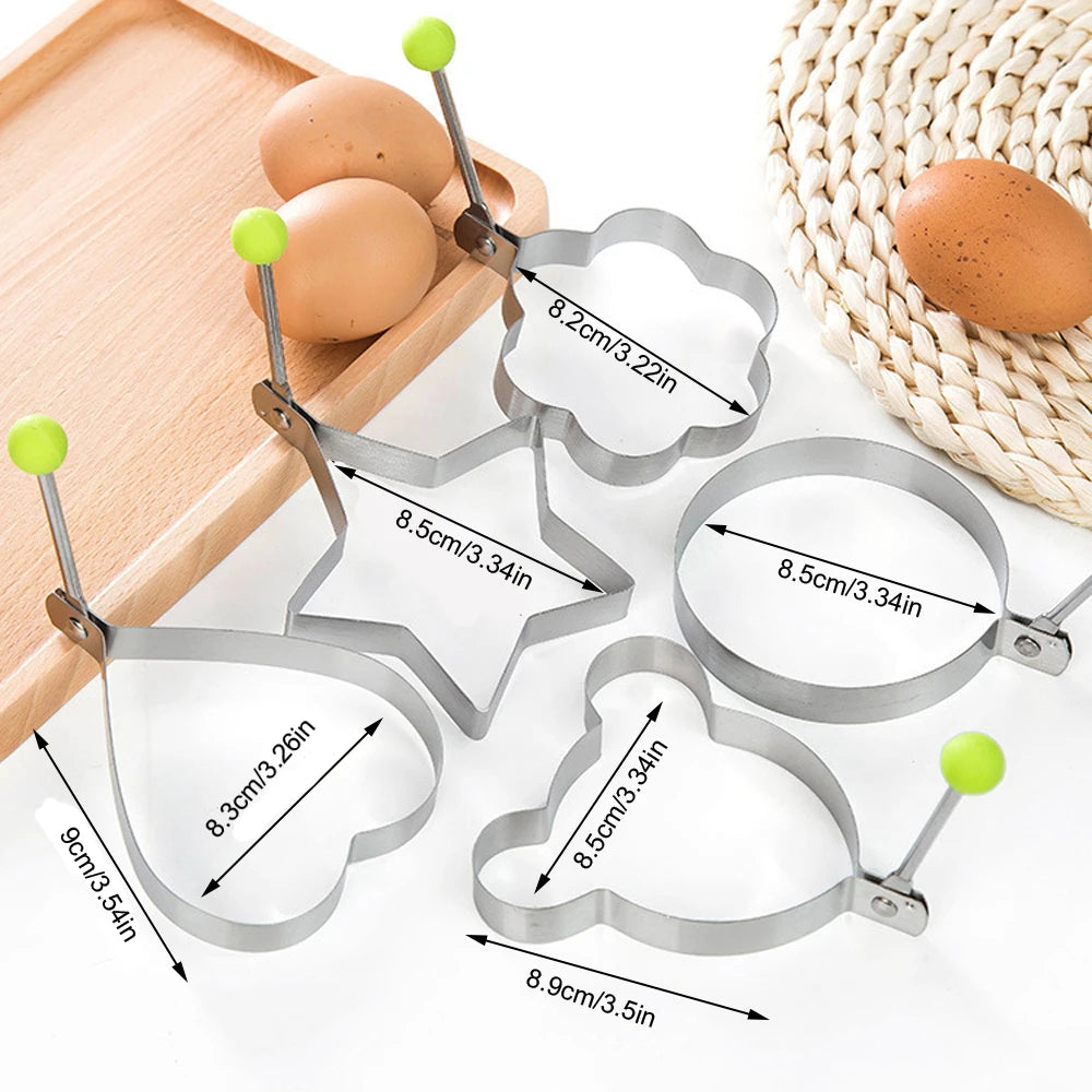 Stainless Steel Egg Rings Set - Non-Stick Pancake & Omelette Molds (5Pcs)