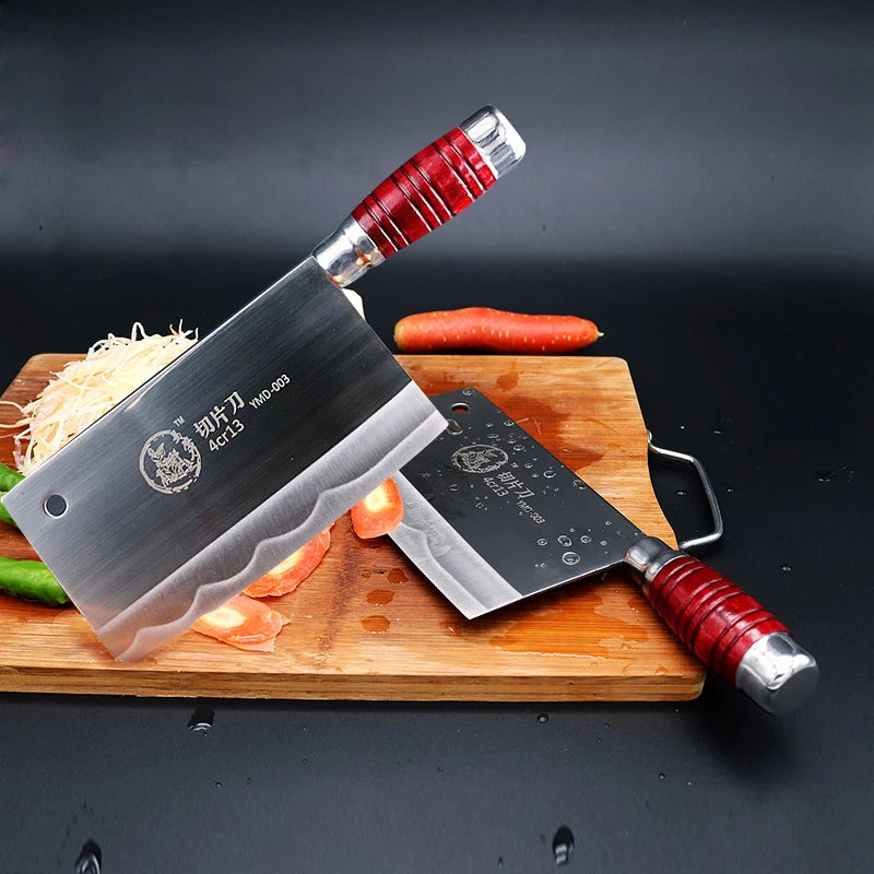 "Handmade Chinese Forged Chef Knife - Razor Sharp Blade, Wide Butcher Knife for Meats, Fish, and Veggies"