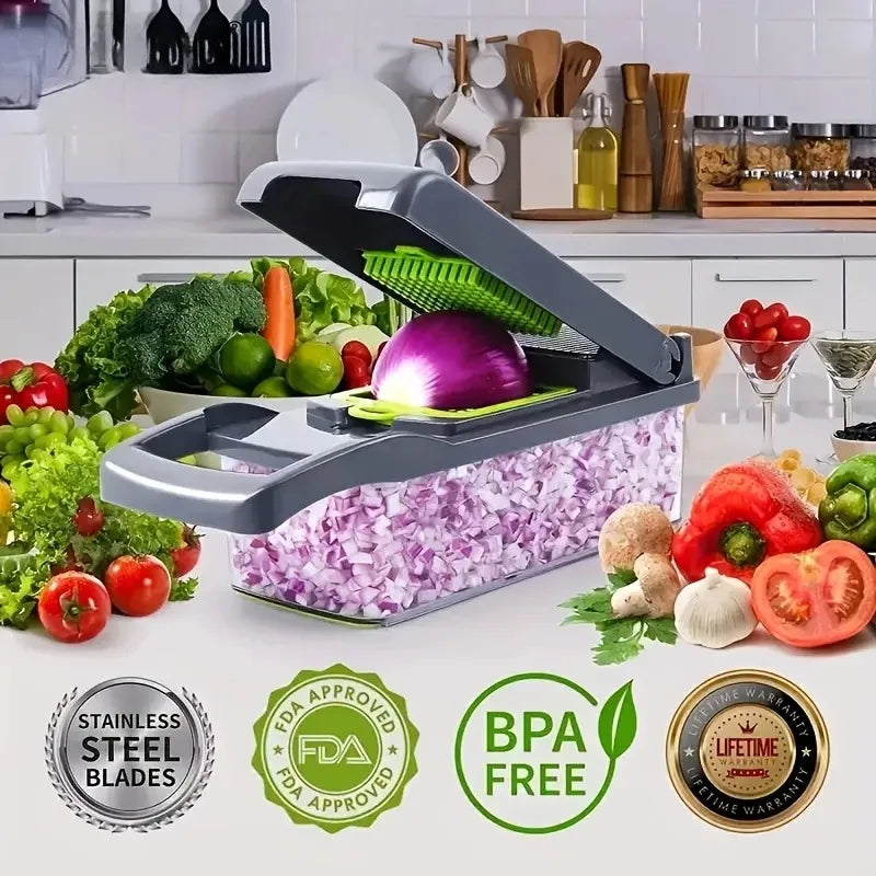 "Ultimate 16-in-1 Vegetable Chopper Set - Slice, Dice, and Grate Like a Pro!"