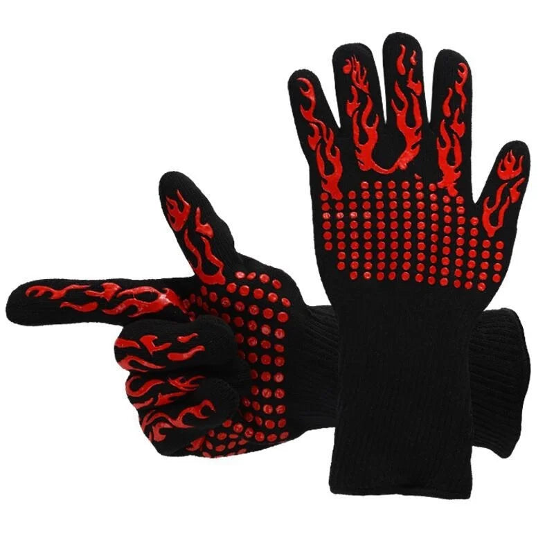 "Kitchen Fireproof Heat Resistant Silicone Gloves for BBQ, Baking, Grilling & Oven Cooking"