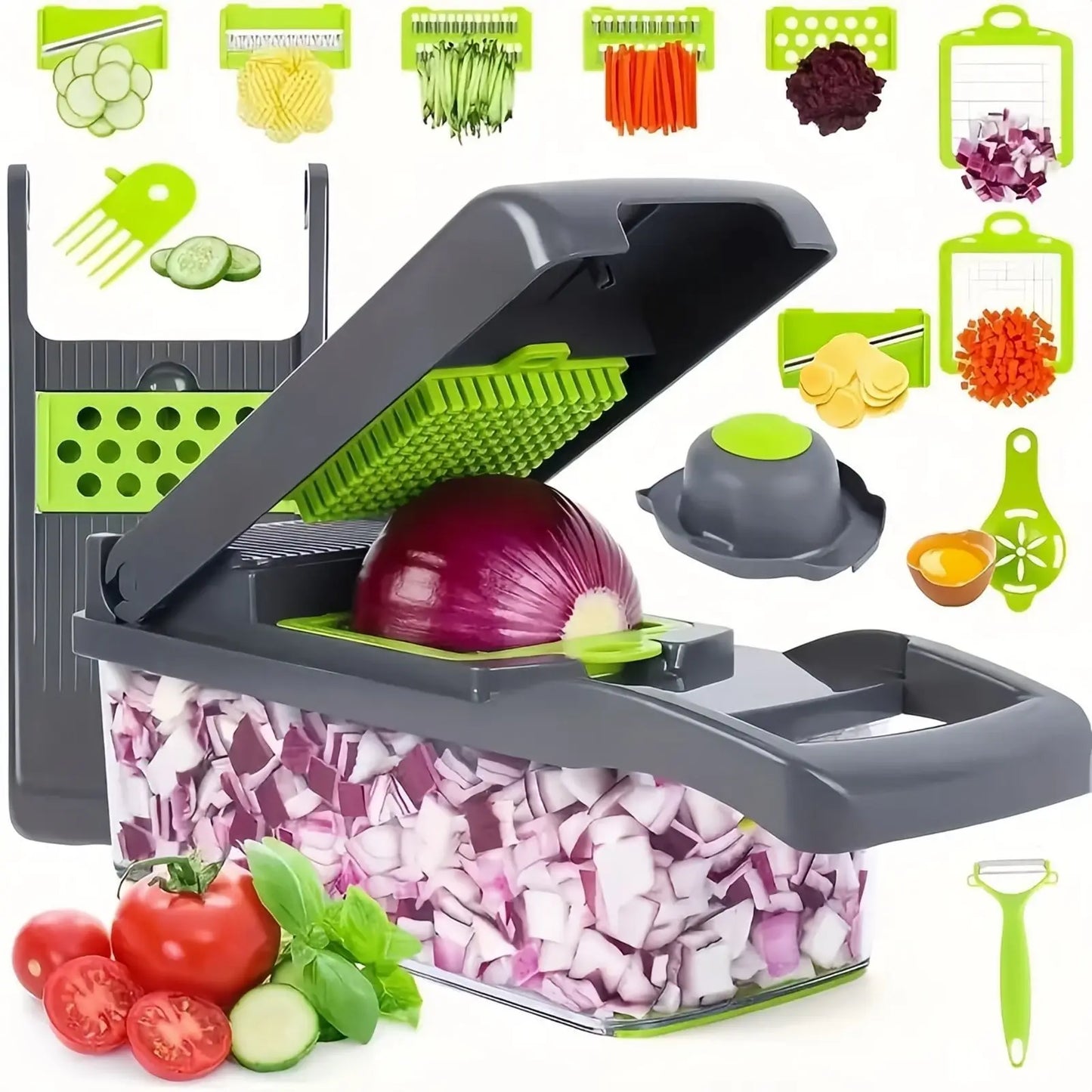 "Ultimate 16-in-1 Vegetable Chopper Set - Slice, Dice, and Grate Like a Pro!"